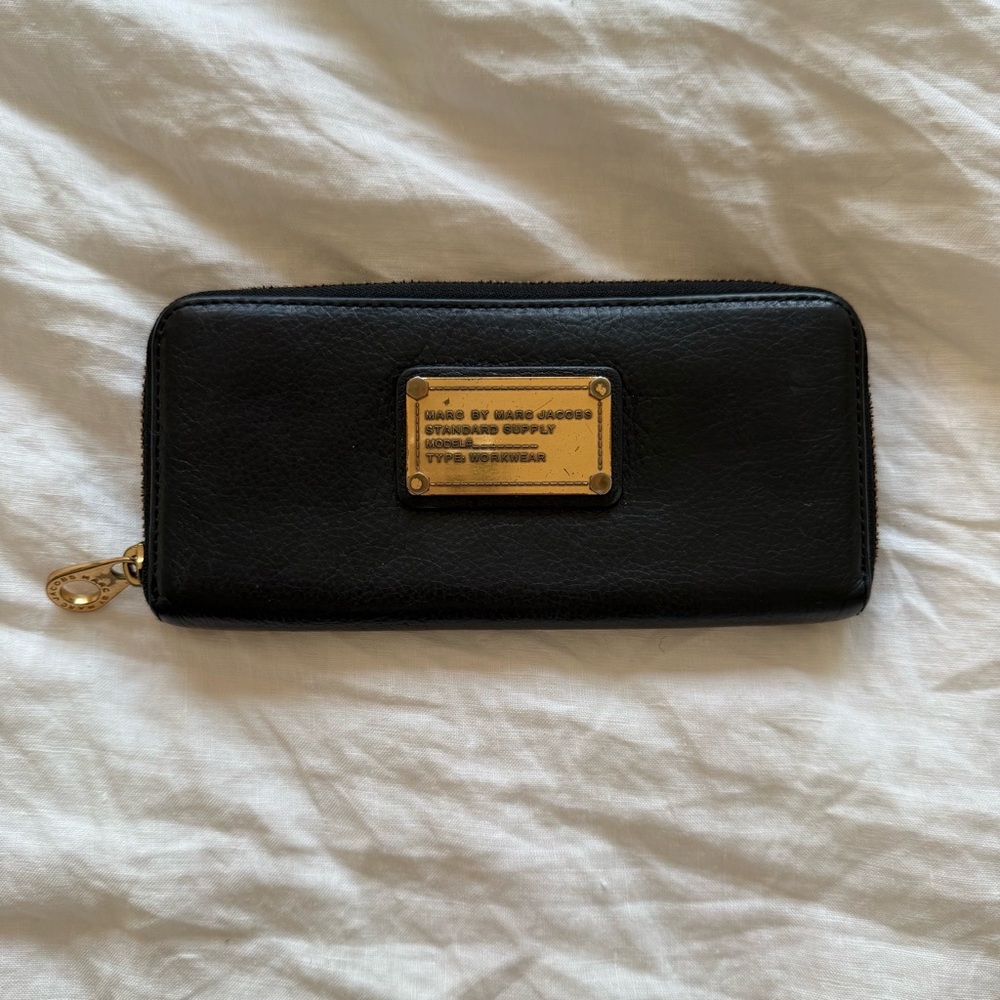 Marc By Marc Jacobs Black Wallet with Gold Plate